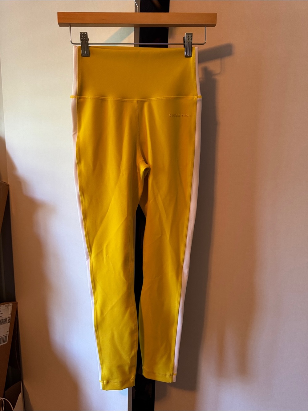 Girls' Yellow Leggings with White Side Panels